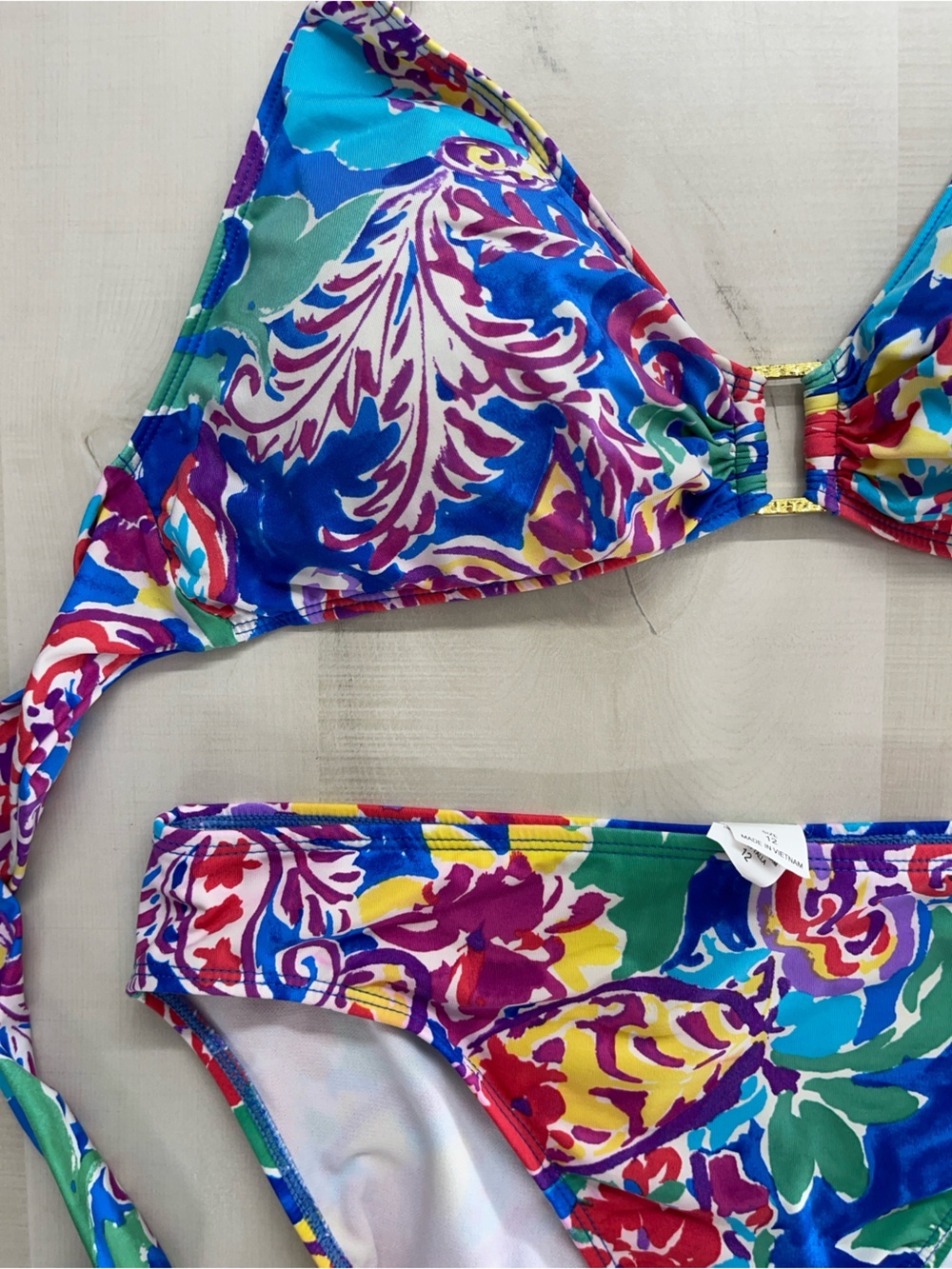 LAUREN RALPH LAUREN printed colorful bikini set halter 12 sexy vacation - Picture 2 of 7
